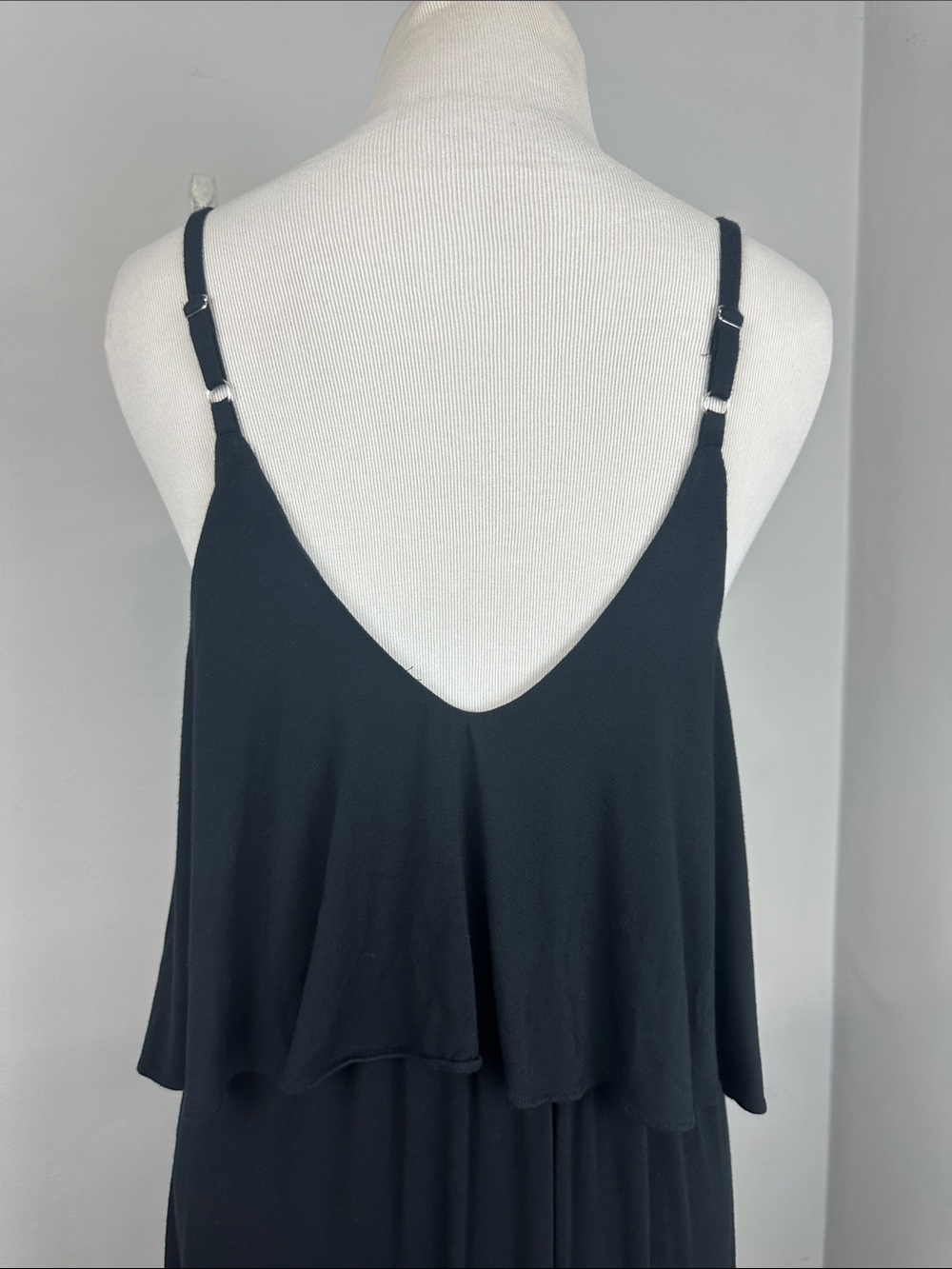 Soma Jersey Knit Ruffle Neckline Maxi Dress Sz M - Picture 7 of 9